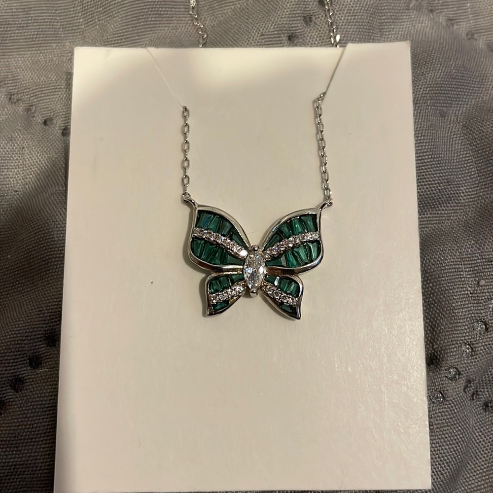 Bella Luce emerald and white diamond simulants butterfly pendant